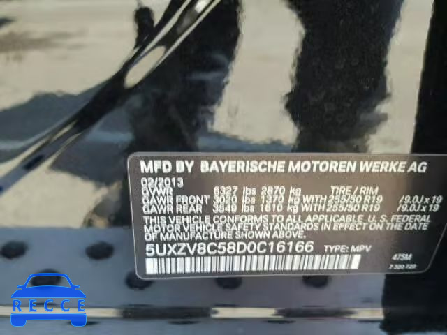 2013 BMW X5 5UXZV8C58D0C16166 зображення 9