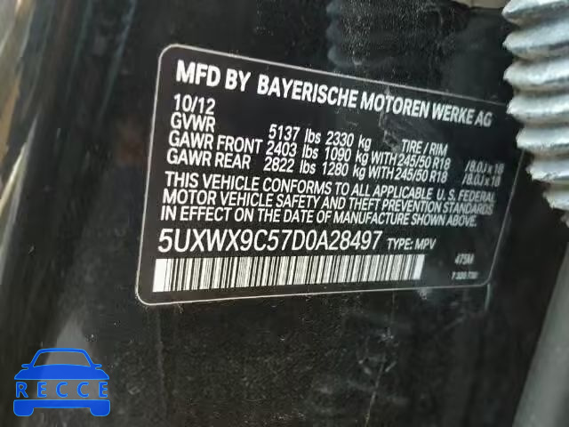 2013 BMW X3 5UXWX9C57D0A28497 зображення 9