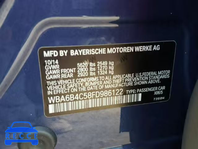 2015 BMW 650 WBA6B4C58FD986122 Bild 9