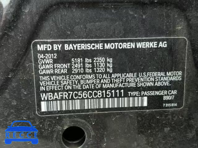 2012 BMW 535 WBAFR7C56CC815111 image 9