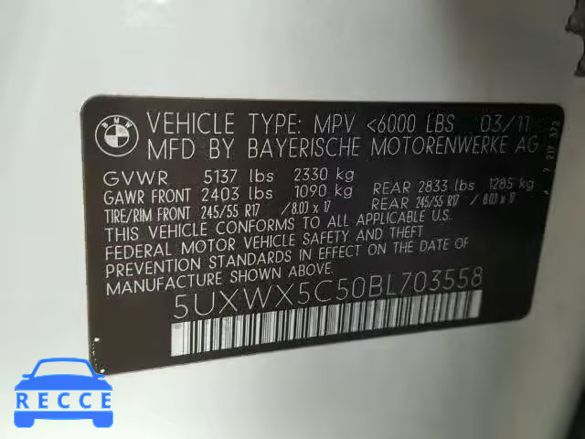 2011 BMW X3 5UXWX5C50BL703558 Bild 9