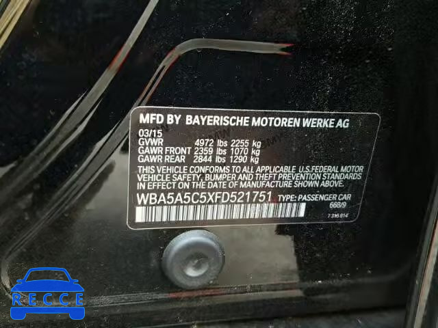 2015 BMW 528 WBA5A5C5XFD521751 зображення 9
