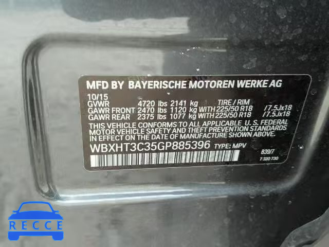 2016 BMW X1 WBXHT3C35GP885396 зображення 9
