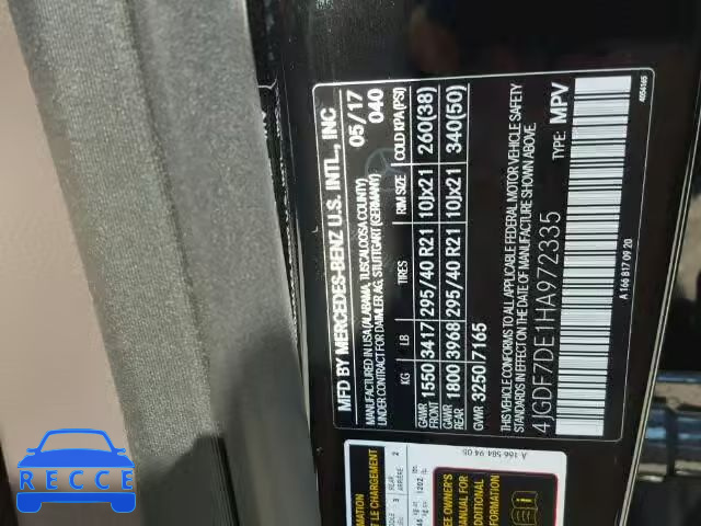 2017 MERCEDES-BENZ GLS 4JGDF7DE1HA972335 image 9