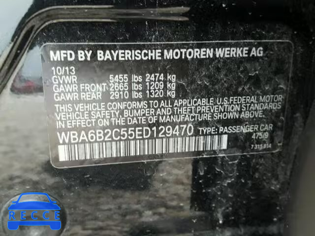 2014 BMW 650 WBA6B2C55ED129470 image 9