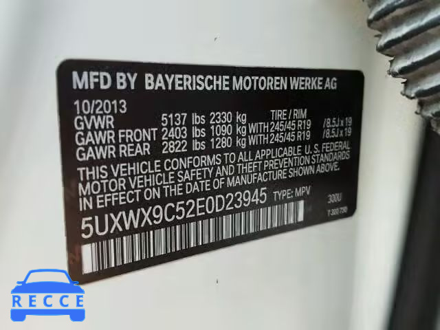 2014 BMW X3 5UXWX9C52E0D23945 image 9
