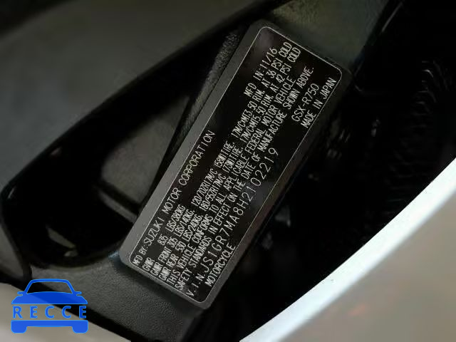 2017 SUZUKI GSX-R750 JS1GR7MA8H2102219 image 9