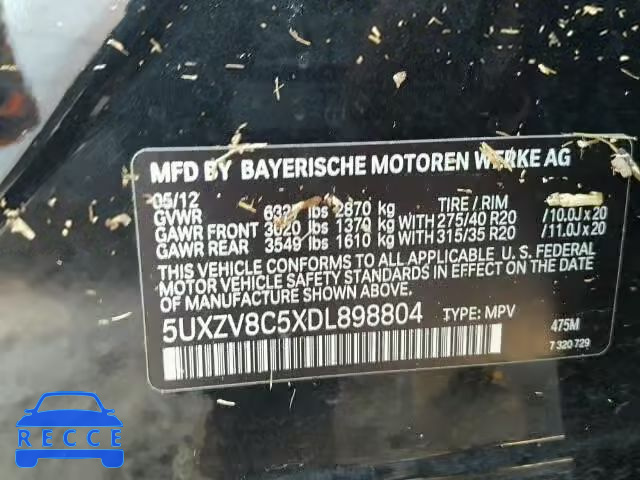 2013 BMW X5 5UXZV8C5XDL898804 зображення 9