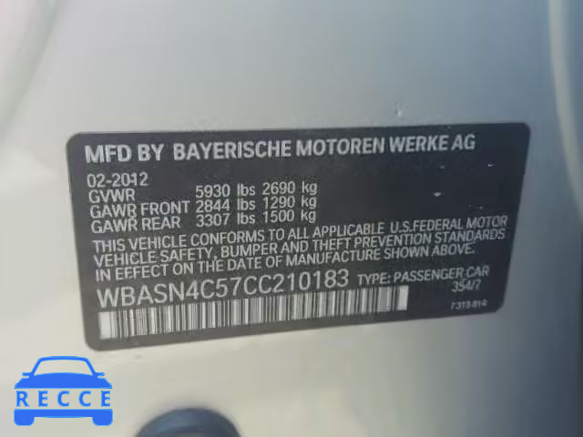 2012 BMW 550 WBASN4C57CC210183 зображення 9