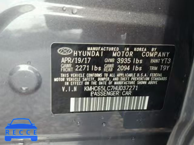 2017 HYUNDAI IONIQ KMHC65LC7HU037271 зображення 9