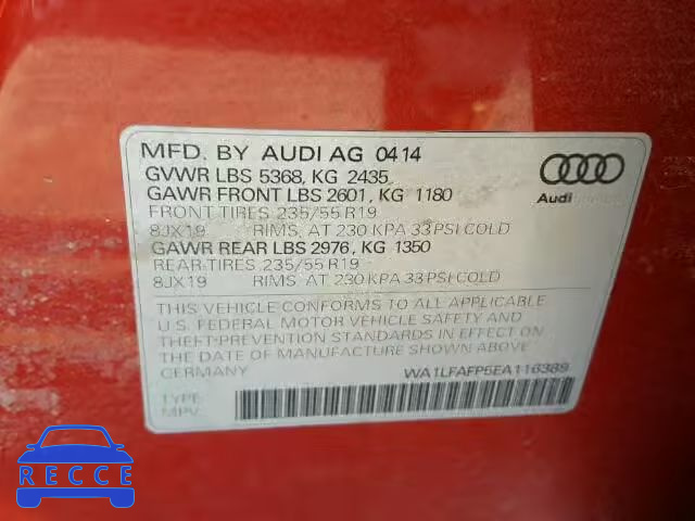 2014 AUDI Q5 WA1LFAFP5EA116389 image 9