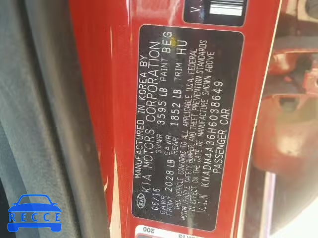 2017 KIA RIO KNADM4A36H6038649 image 9