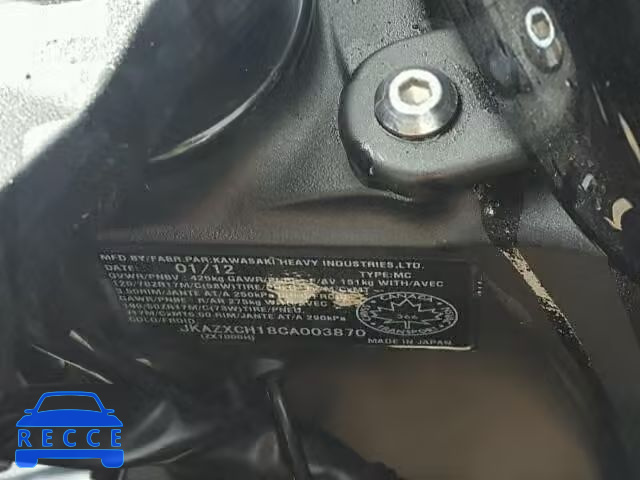 2012 KAWASAKI ZX1000 JKAZXCH18CA003870 image 9