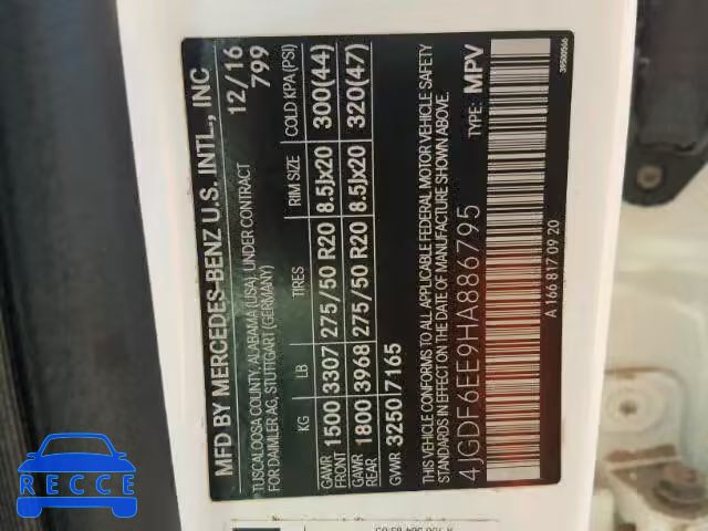 2017 MERCEDES-BENZ GLS 4JGDF6EE9HA886795 image 9