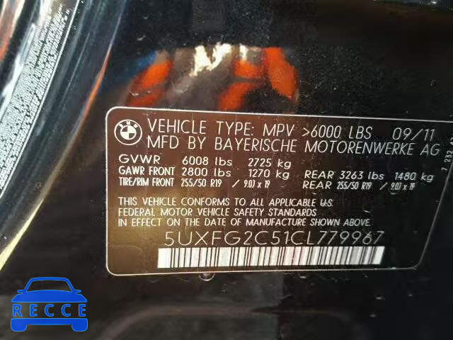 2012 BMW X6 5UXFG2C51CL779967 Bild 9