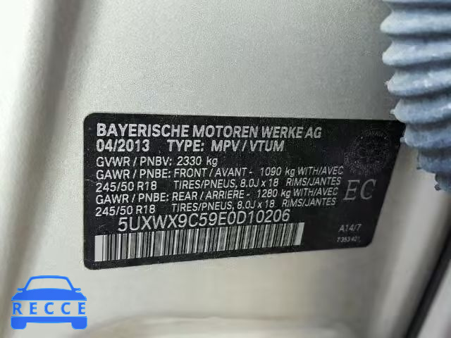 2014 BMW X3 5UXWX9C59E0D10206 image 9