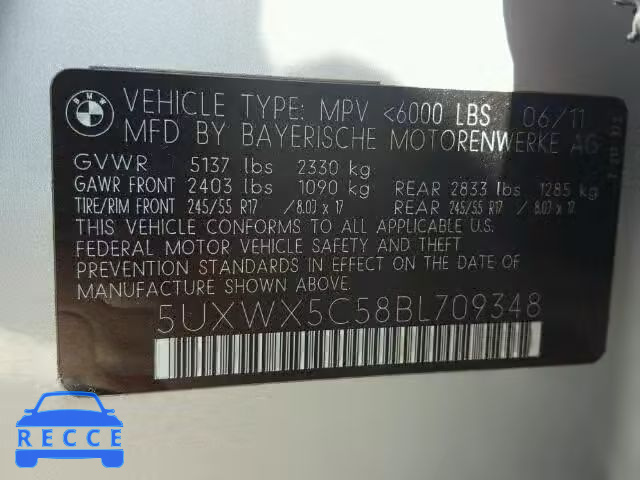 2011 BMW X3 5UXWX5C58BL709348 image 9