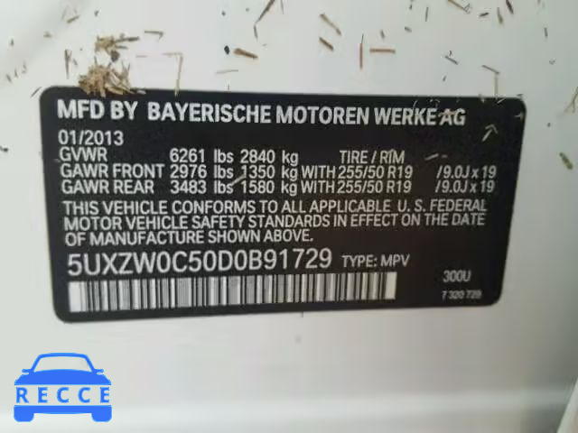 2013 BMW X5 5UXZW0C50D0B91729 зображення 9