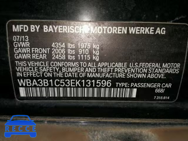 2014 BMW 320 WBA3B1C53EK131596 зображення 9