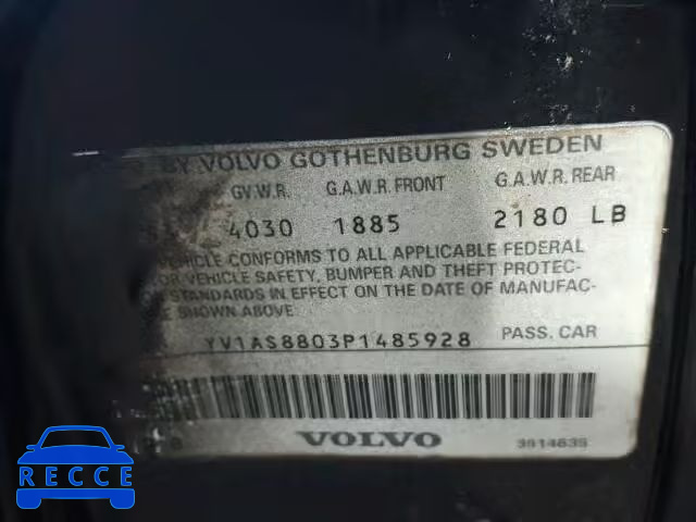 1993 VOLVO 240 YV1AS8803P1485928 зображення 9