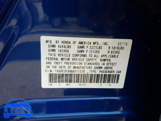 2016 ACURA ILX 19UDE2F86GA017239 image 9