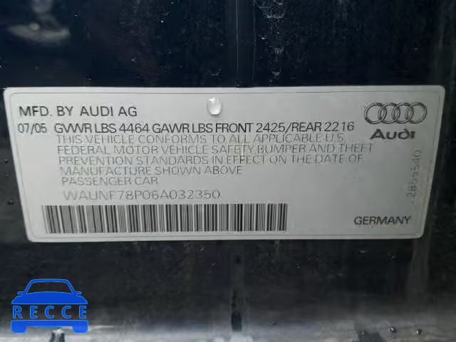 2006 AUDI A3 WAUNF78P06A032350 image 9