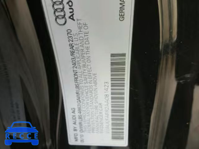 2010 AUDI A5 WAULFAFR2AA081423 image 9