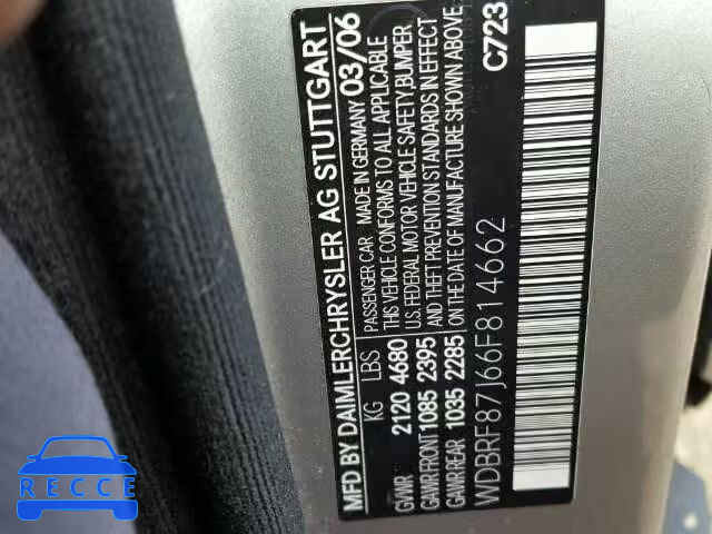 2006 MERCEDES-BENZ C WDBRF87J66F814662 image 9