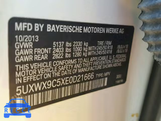 2014 BMW X3 5UXWX9C5XE0D21666 зображення 9
