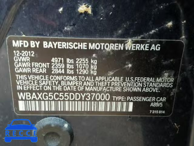 2013 BMW 528 WBAXG5C55DDY37000 зображення 9