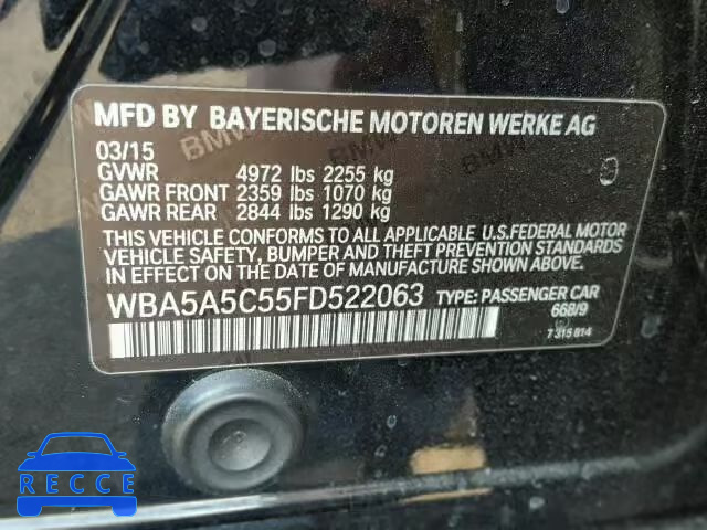 2015 BMW 528 WBA5A5C55FD522063 Bild 9