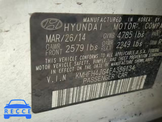 2014 HYUNDAI AZERA KMHFH4JG4EA386134 зображення 9