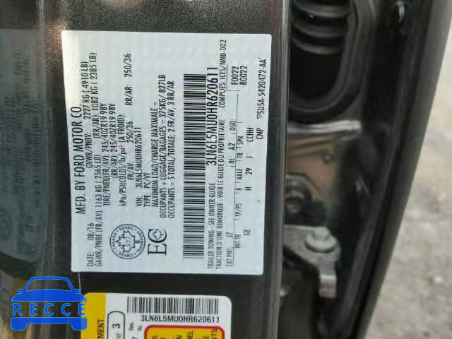 2017 LINCOLN MKZ 3LN6L5MU0HR620611 image 9
