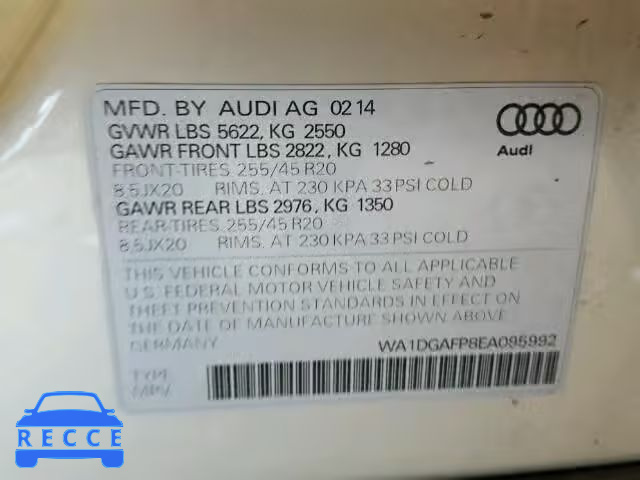 2014 AUDI Q5 WA1DGAFP8EA095992 image 9