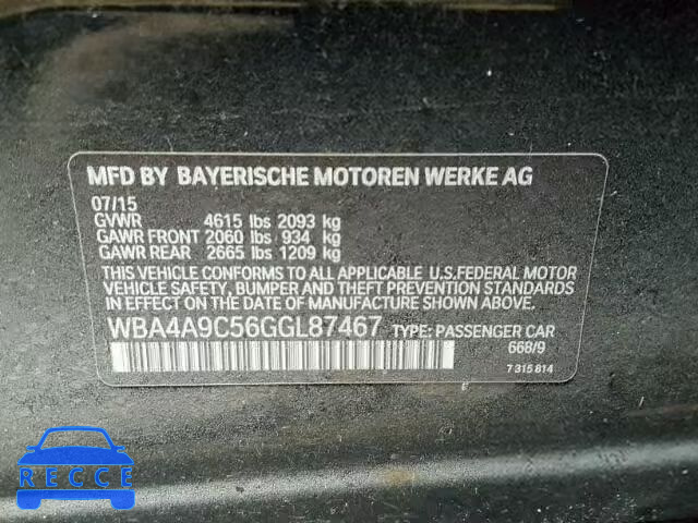 2016 BMW 428 WBA4A9C56GGL87467 зображення 9