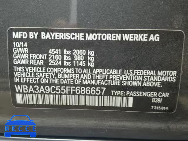 2015 BMW 335 WBA3A9C55FF686657 image 9