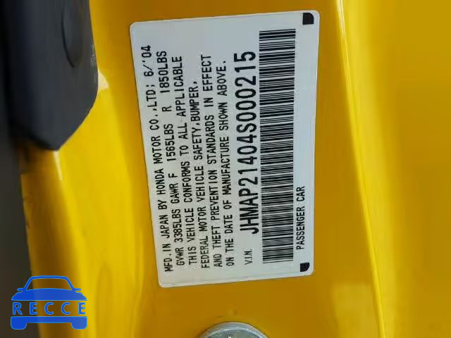2004 HONDA S2000 JHMAP21404S000215 image 9