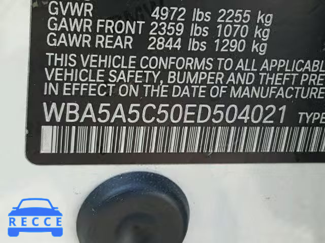 2014 BMW 528 WBA5A5C50ED504021 зображення 9