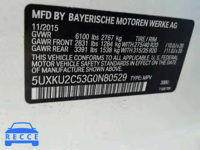 2016 BMW X6 5UXKU2C53G0N80529 image 9