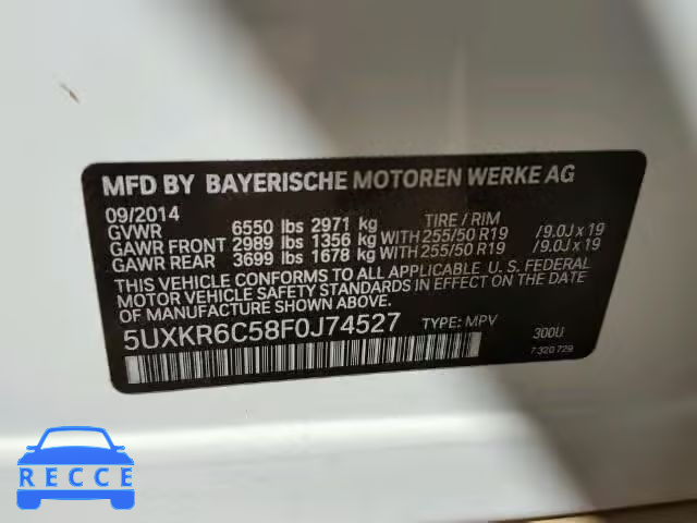 2015 BMW X5 5UXKR6C58F0J74527 зображення 9