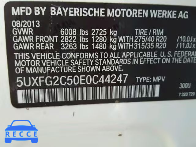 2014 BMW X6 5UXFG2C50E0C44247 зображення 9