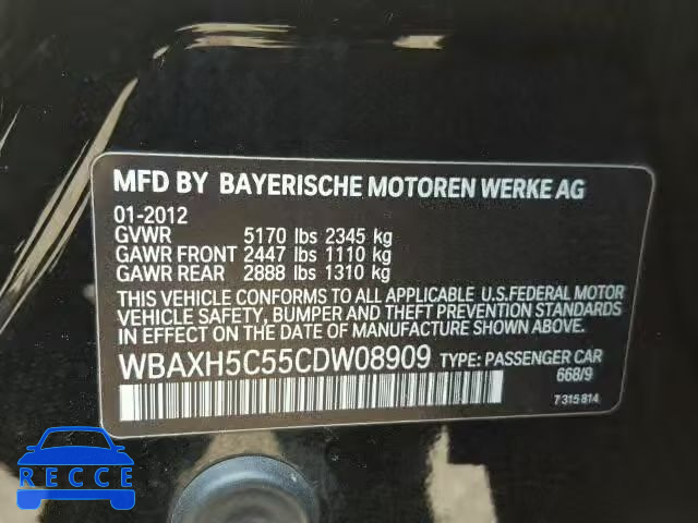 2012 BMW 528 WBAXH5C55CDW08909 Bild 9