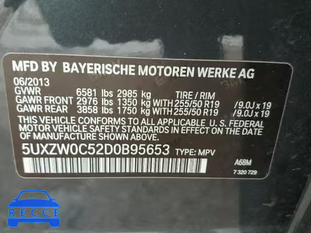 2013 BMW X5 5UXZW0C52D0B95653 зображення 9