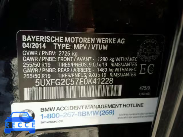 2014 BMW X6 5UXFG2C57E0K41228 image 9