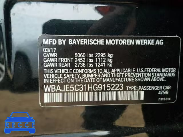 2017 BMW 540 WBAJE5C31HG915223 image 9