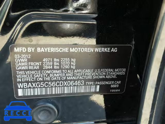 2012 BMW 528 WBAXG5C56CDX06463 image 9