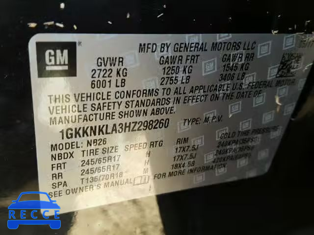 2017 GMC ACADIA 1GKKNKLA3HZ298260 image 9