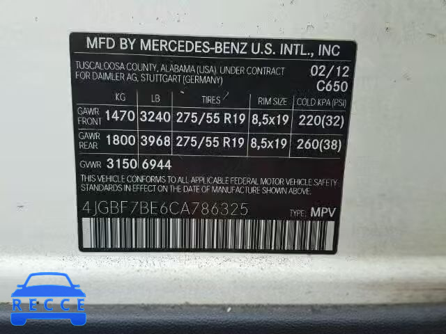 2012 MERCEDES-BENZ GL 4JGBF7BE6CA786325 image 9