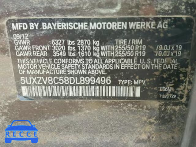 2013 BMW X5 5UXZV8C58DL899496 зображення 9