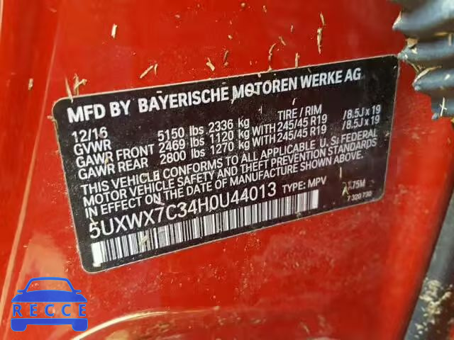 2017 BMW X3 5UXWX7C34H0U44013 image 9